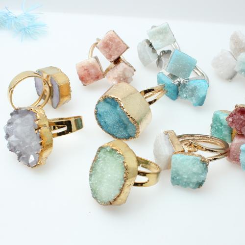 Natürlicher Quarz Manschette Fingerring, mit Zinklegierung, Geometrisches Muster, plattiert, verschiedene Stile für Wahl & für Frau, verkauft von PC