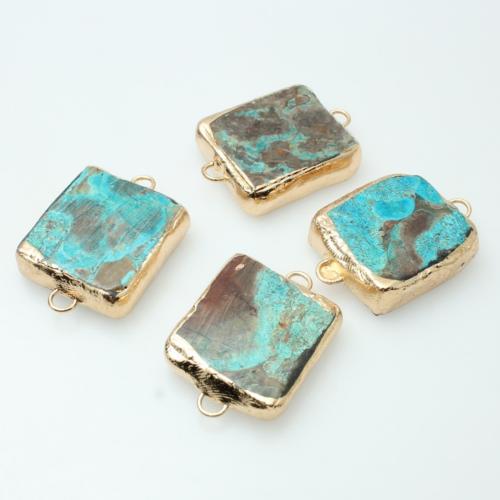 Gemstone Connector, Ocean Jasper, Square, gold color plated, DIY, 33x23mm, Sold By PC