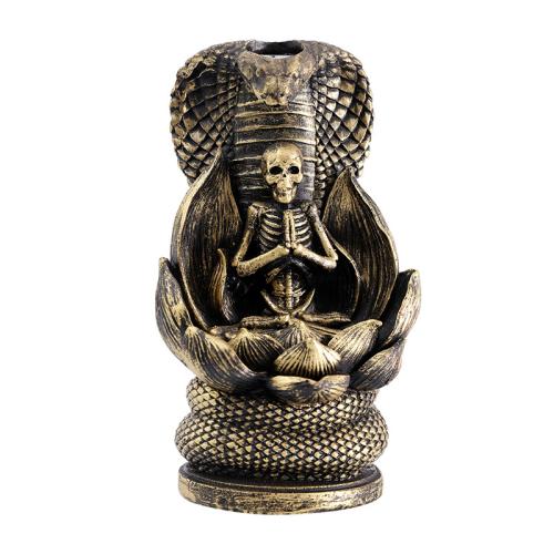 Backflow Incense Burner, Resin, Skull, handmade, vintage, more colors for choice, 90x75x150mm, Sold By PC