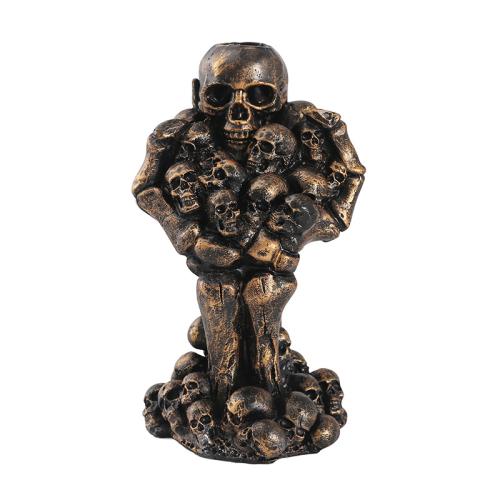 Backflow Incense Burner, Resin, Skull, handmade, Halloween Design, more colors for choice, 93x105x155mm, Sold By PC