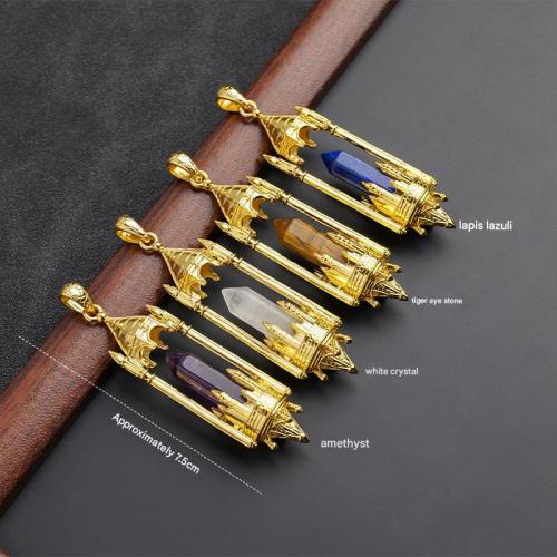Gemstone Pendants Jewelry, with Tibetan Style, Castle, handmade, DIY & different materials for choice, 75mm, Sold By PC