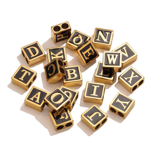 Stainless Steel Spacer Beads, 304 Stainless Steel, Square, gold color plated, DIY & different designs for choice & enamel, 12x12x6mm, Hole:Approx 4.2mm, Sold By PC