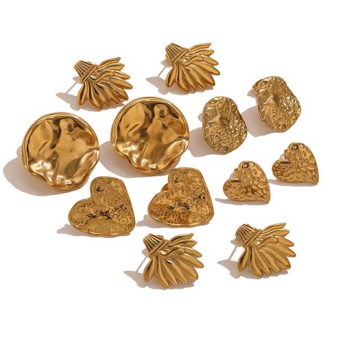 Stainless Steel Earring Stud Component, 304 Stainless Steel, gold color plated, DIY & different styles for choice, Sold By PC