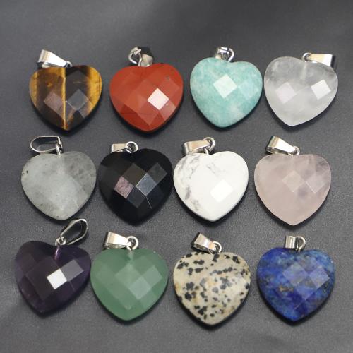 Gemstone Pendants Jewelry, Heart, polished, DIY & different materials for choice & faceted, 20x20x7mm, Sold By PC