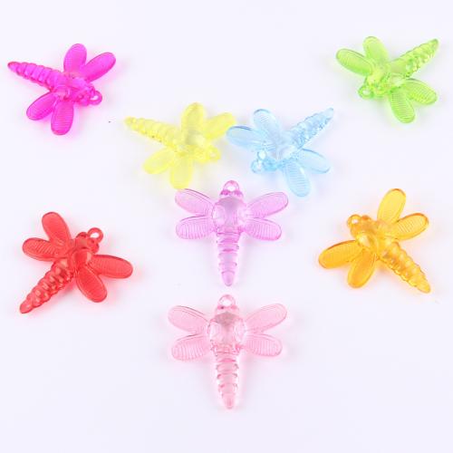 Acrylic Pendants, Plastic, Dragonfly, plated, durable & DIY, mixed colors, 40x40mm, Sold By KG