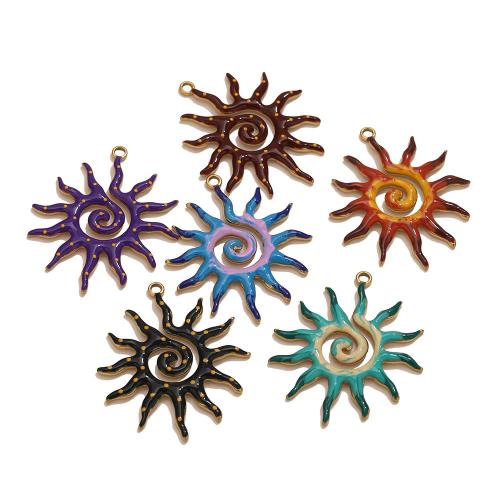 Stainless Steel Pendants, 304 Stainless Steel, Sun, gold color plated, DIY & enamel, more colors for choice, 34x40.80mm, Hole:Approx 2.2mm, Sold By PC