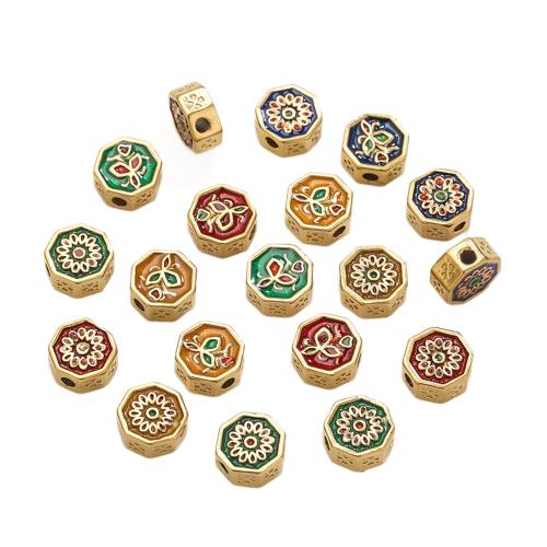 Acier inoxydable Spacer Perles, Acier inoxydable 304, Motif géométrique, Placage de couleur d'or, DIY & émail, plus de couleurs à choisir, 9.80x9.80mm, Trou:Environ 2mm, Vendu par PC