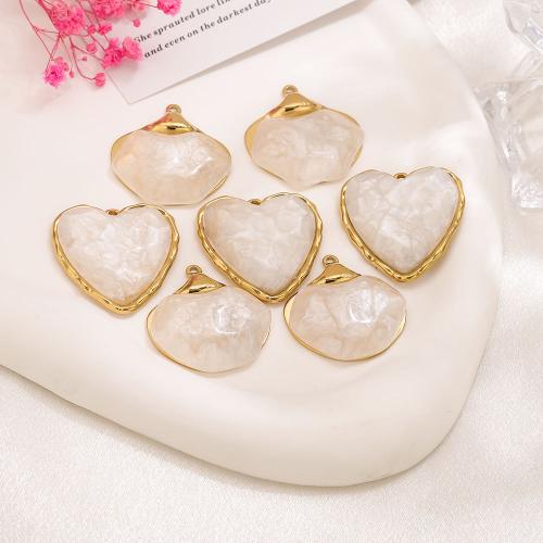 Natürliche weiße Muschel Anhänger, 304 Edelstahl, mit Weiße Muschel, plattiert, DIY & verschiedene Stile für Wahl, verkauft von PC