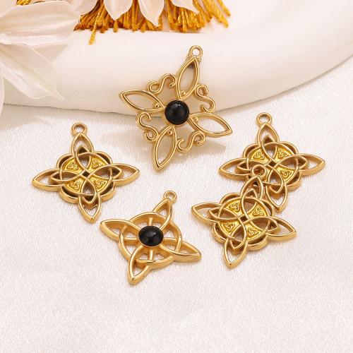 Stainless Steel Pendants, 304 Stainless Steel, with Obsidian, gold color plated, DIY & different styles for choice, Sold By PC