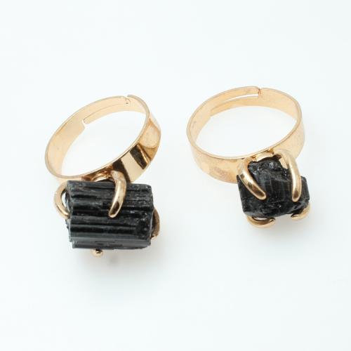 Schorl Cuff Finger Ring, with Tibetan Style, irregular, gold color plated, random style & Unisex, US Ring Size:10.5, Sold By PC