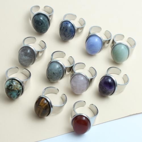 Gemstone Cuff Finger Ring, with Tibetan Style, different materials for choice & for woman, Hole:Approx 1.9mm, US Ring Size:8, Sold By PC