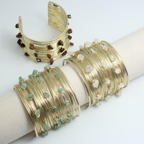Gemstone Arm Bangle, with Tibetan Style, gold color plated, different materials for choice & for woman, Sold By PC