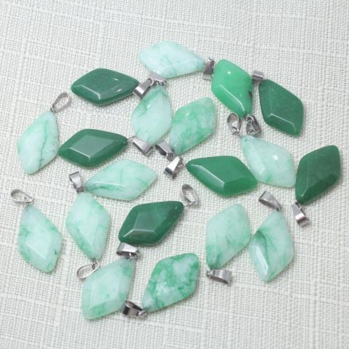 Natural Jade Pendants, Rhombus, polished, DIY, green, 15x29x6mm, Sold By PC