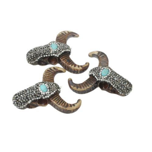 Resin Pendant, with Natural Turquoise, DIY & with rhinestone, 67x50mm, Sold By PC