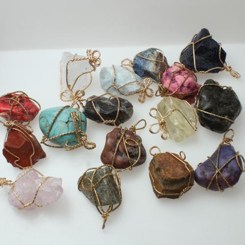 Gemstone Pendants Jewelry, with Tibetan Style, irregular, DIY & different materials for choice, pendant size 30-40mm, Sold By PC