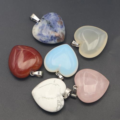 Gemstone Pendants Jewelry, Heart, polished, DIY & different materials for choice, 25x25x10mm, Sold By PC