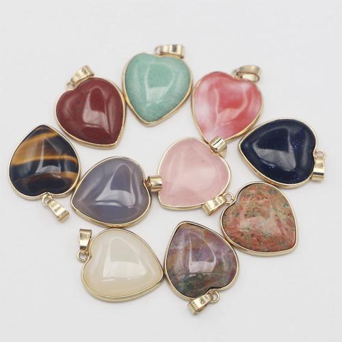 Gemstone Pendants Jewelry, with Tibetan Style, Heart, gold color plated, DIY & different materials for choice, 26x24x6mm, Sold By PC