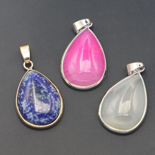 Gemstone Pendants Jewelry, with Tibetan Style, Teardrop, plated, DIY & different materials for choice, 27x20x6mm, Sold By PC