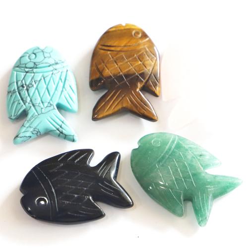 Gemstone Pendants Jewelry, Fish, polished, DIY & different materials for choice, 34x23x8mm, Sold By PC