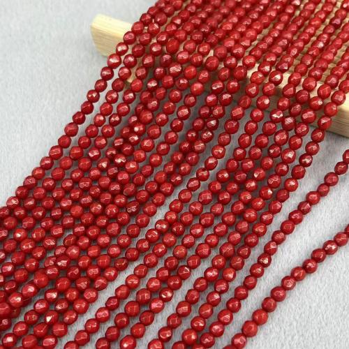 Sea Bamboo Coral Beads, Round, DIY & faceted, red, 3mm, Approx 134PCs/Strand, Sold By Strand