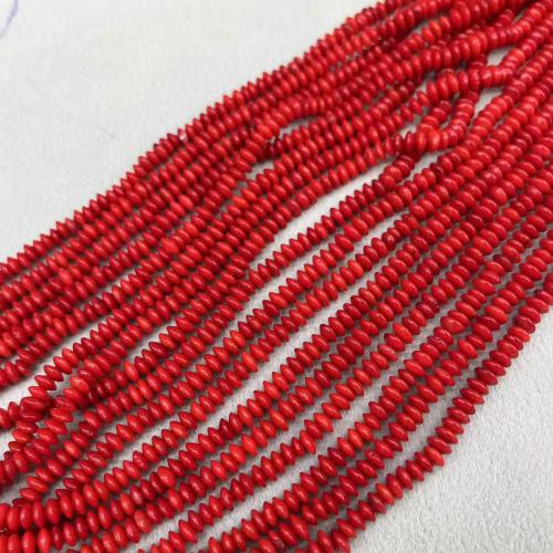 Sea Bamboo Coral Beads, Abacus, DIY, red, 2x4mm, Approx 185PCs/Strand, Sold By Strand
