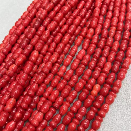 Sea Bamboo Coral Beads, Calabash, DIY, red, 7x12mm, Approx 38PCs/Strand, Sold By Strand