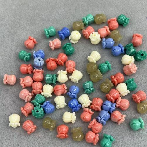 Natural Colored Shell Beads, Shell Powder, Flower, DIY, more colors for choice, 7x9mm, 50PCs/Bag, Sold By Bag