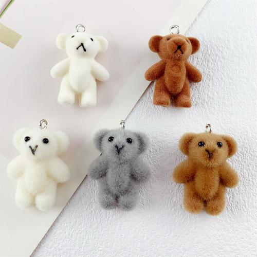 Resin Pendant, with Flocking Fabric, Bear, DIY & different styles for choice, Sold By PC