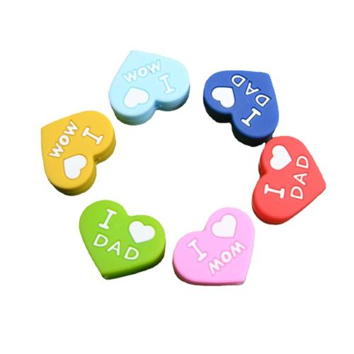 Silicone Beads, FDA Silicone, Heart, epoxy gel, DIY & for children & with letter pattern, more colors for choice, 17x17mm, Sold By PC