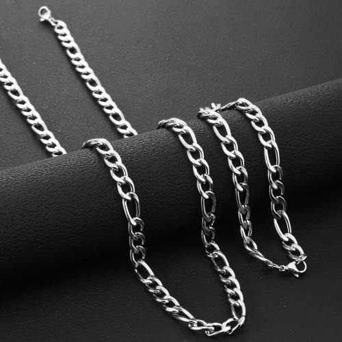 304 Stainless Steel Bracelet and Necklace, Unisex & different size for choice, bracelet length 21cm, necklace length 60cm, Sold By Set