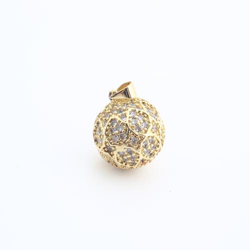 Rhinestone Brass Pendants, Round, gold color plated, DIY & with rhinestone, 23x17x17mm, Sold By PC