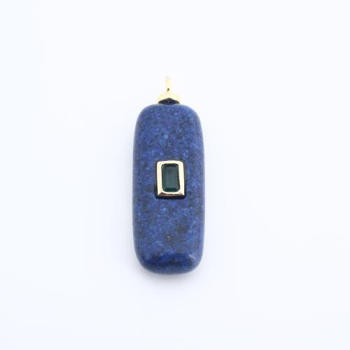 Gemstone Pendants Jewelry, Brass, with Gemstone, Geometrical Pattern, DIY & with rhinestone, 35x12x6mm, Sold By PC