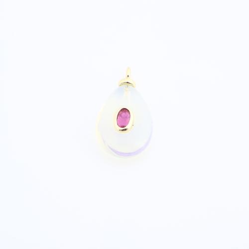 Gemstone Pendants Jewelry, Brass, with Gemstone, Teardrop, DIY & with rhinestone, 23x13x6mm, Sold By PC