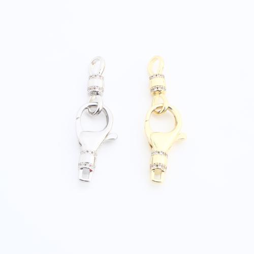 Brass Hook and Eye Clasp, plated, DIY & with rhinestone, more colors for choice, 31x10x5mm, Sold By PC