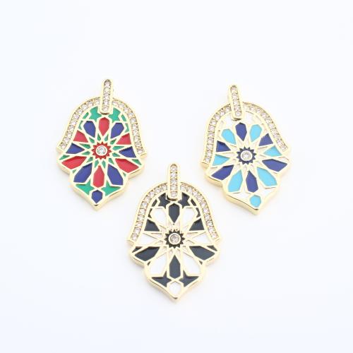 Rhinestone Brass Pendants, gold color plated, DIY & enamel & with rhinestone, more colors for choice, 25x17x2mm, Sold By PC