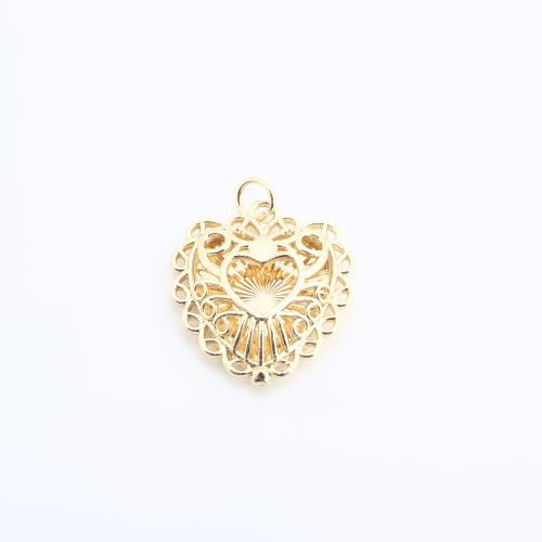 Brass Heart Pendants, gold color plated, DIY & hollow, 21x20x4mm, Sold By PC