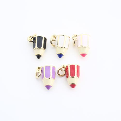 Латунные ювелирные кулоны, Латунь, карандаш, плакирован золотом, DIY & эмаль, Много цветов для выбора, 11x10x6mm, продается PC