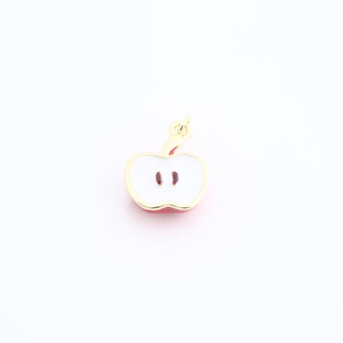 Brass Jewelry Pendants, Apple, gold color plated, DIY & enamel, 18x15x7mm, Sold By PC