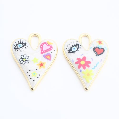 Brass Jewelry Pendants, Heart, gold color plated, DIY & enamel, more colors for choice, 34x26x6mm, Sold By PC