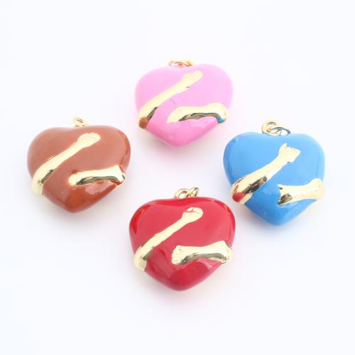 Brass Heart Pendants, gold color plated, DIY & enamel, more colors for choice, 25x21x11mm, Sold By PC