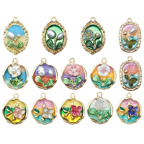 Zink-Legierung-Emaille-Anhänger, Zinklegierung, mit Kunststoff Perlen, plattiert, verschiedene Stile für Wahl & Micro pave Zirkonia & für Frau, keine, verkauft von PC