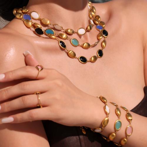 Наборы ювелирных украшений из нержавеющей стали, нержавеющая сталь, с опал, плакирован золотом, разные стили для выбора & Женский, Много цветов для выбора, продается Strand