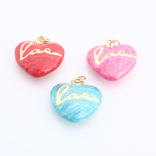Brass Heart Pendants, gold color plated, DIY & enamel, more colors for choice, 21x21x9mm, Sold By PC