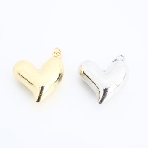 Brass Heart Pendants, plated, DIY, more colors for choice, 23x20x9mm, Sold By PC