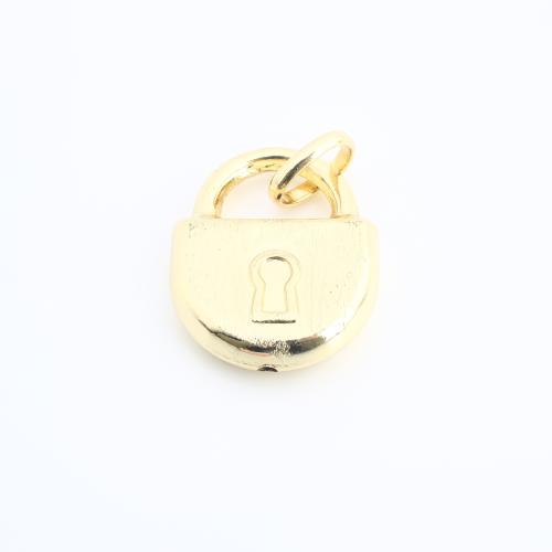 Brass Jewelry Pendants, Lock, gold color plated, DIY, 28x23x6mm, Sold By PC