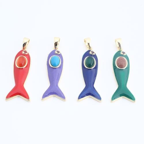 Brass Jewelry Pendants, Fish, gold color plated, DIY & enamel, more colors for choice, 45x11x7mm, Sold By PC