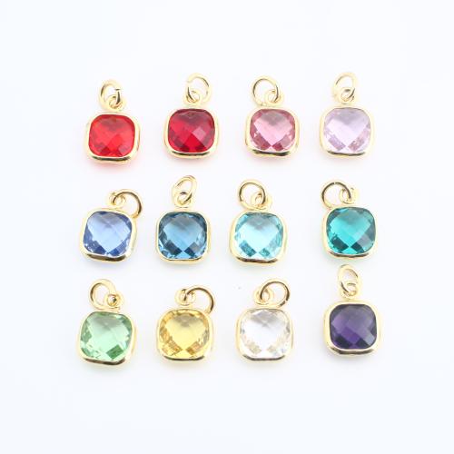 Rhinestone Brass Pendants, Geometrical Pattern, gold color plated, DIY & with rhinestone, more colors for choice, 11x7x3mm, Sold By PC
