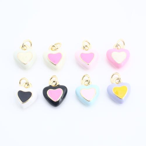 Brass Heart Pendants, gold color plated, DIY & enamel, more colors for choice, 14x10x4mm, Sold By PC