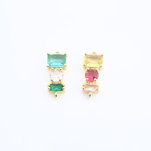 Rhinestone Brass Pendants, Geometrical Pattern, gold color plated, DIY & with rhinestone, more colors for choice, 17x8x4mm, Sold By PC