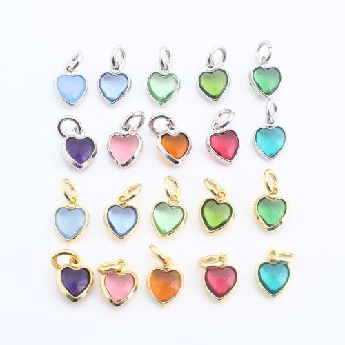 Rhinestone Brass Pendants, Heart, plated, DIY & with rhinestone, more colors for choice, 12x7x3mm, Sold By PC